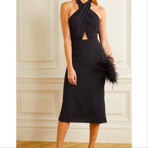 Reformation "Carlie" Halter Midi Dress in Black - NWT